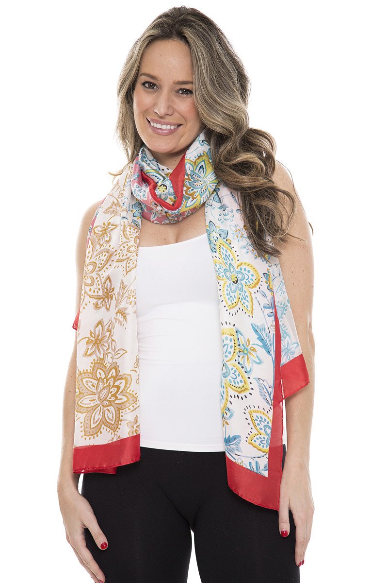 Silky Floral Oblong Scarf