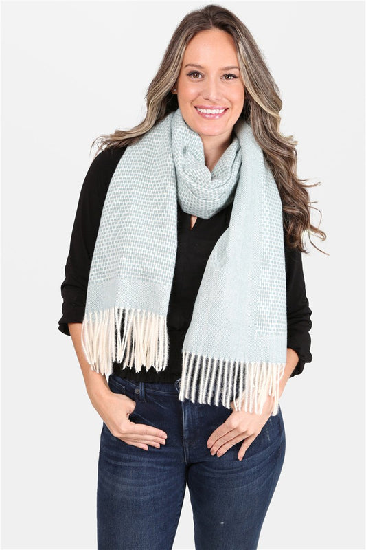 Mixed Color Soft Oblong Scarf With Fringes