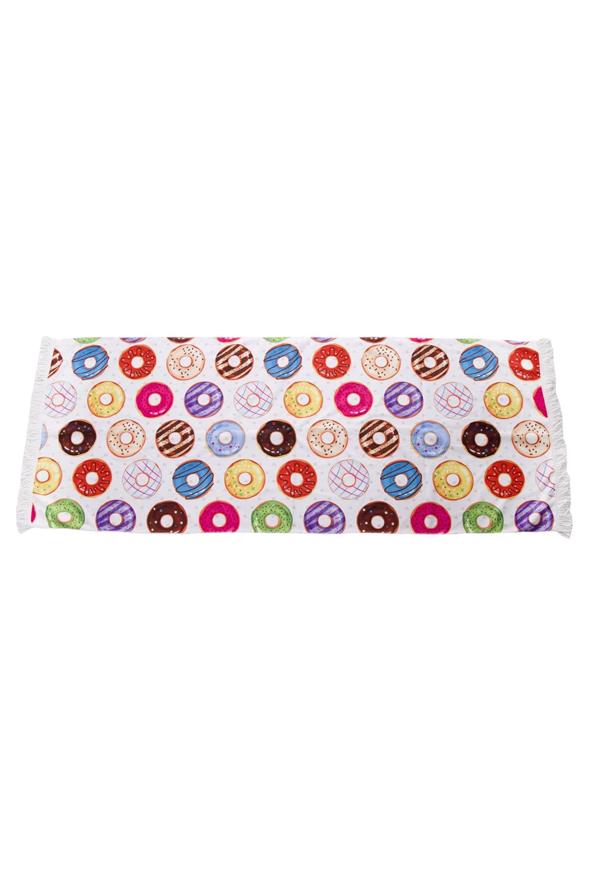 Donuts Print Wholesale Rectangle Beach Towel With Short Fringes 